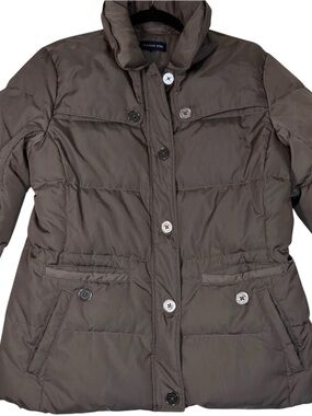Lands' End Brown- Gray Down Puffer Coat M/L